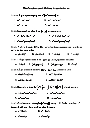 Đề thi học kỳ I môn Toán 8 (Có đáp án)